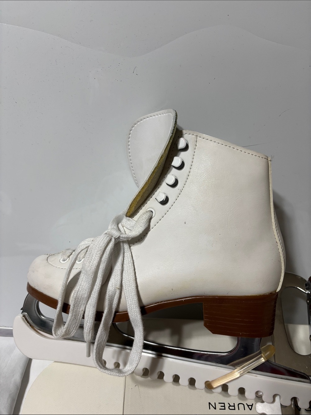 Riedell 112W Women's White and Brown Figure Ice Skates — Classic Lace-Up Design